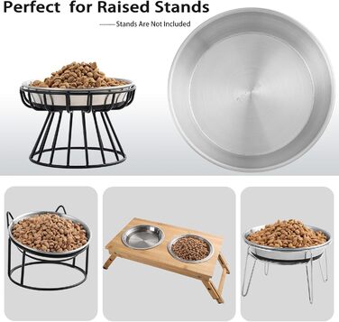 Миски для котів з нержавіючої сталі, зручні для вусів, плоскі, для корму та води, з неслизькою силіконовою основою, міцні, запасні металеві пластини для підставки, 3 шт.