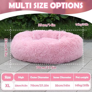 Крісло-ліжко для собак середніх та великих порід, котяче ліжко з плюшу, 70x70x20 см, рожеве