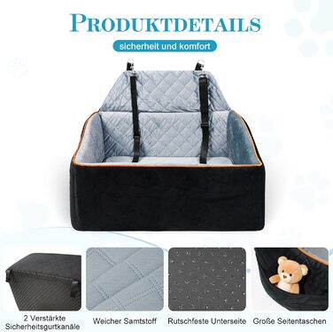 Автокрісло для собак великих та середніх порід до 45 кг, знімне та миється, з безпечними лініями та антиковзною основою для заднього сидіння автомобіля