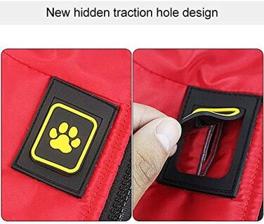 Водонепроникний зимовий дощовик для собак Idepet, тепла куртка, вітрозахисний одяг для собак, куртка для собак з отвором для шлейки, червоний XL-6XL, 3XL червоний