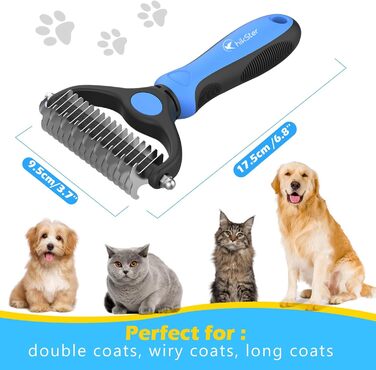 Гребінець для підшерстка собак та котів, набір для догляду за шерстю, синій