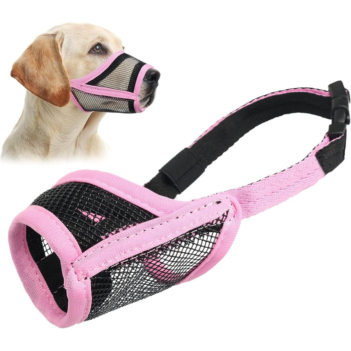 Нашийник-маска для собак LUCKYPAW, сітка, великі та середні породи, м'яка, запобігає укусам, пити можна, дихає, регулюється, для цуценят (XXL (морда: 26,4 см), XL (морда: 20-27 см))