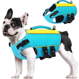 Рятувальний жилет для собак AOFITEE з надзвичайним плавучістю, для малих, середніх та великих собак, з регулюванням та ручкою для рятування, синій