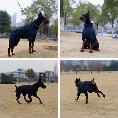 Водонепроникний теплий зимовий одяг для собак - тепла жилетка для собак з подвійним шаром, відбиваючими елементами, для активного відпочинку на вулиці, Gray XXL 2XL (back 19'), Marineblau 3XL (back 22')