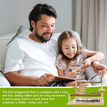 Ігровий майданчик для птахів з годівницями та підставкою, тренажер для папуг, колібрі, хвилястих поніків, ара