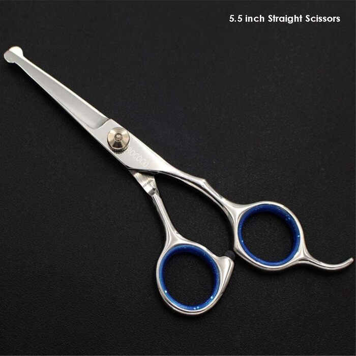 Ножиці для стрижки шерсті QUNINE, 16.5 см, професійний набір для грумінгу домашніх тварин, заострена насадка, безпечні ножиці для собак, стрижка, розрідження, вигнуті, з гребінцем, у чохлі, перукарські ножиці