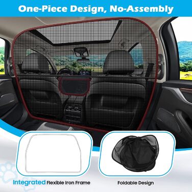 Автомобільна перегородка для собак, 156 см, бар'єр між переднім та заднім сидінням, для SUV, великих авто та пікапів