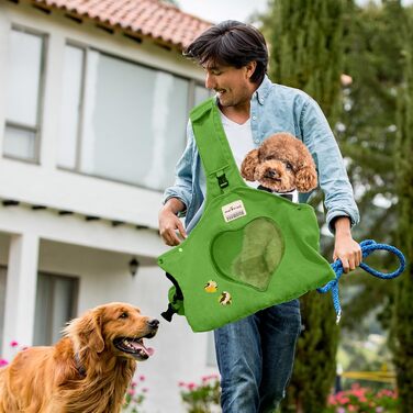 PETCUTE Сумка-переноска для собак та цуценят, регульована, дихаюча, для прогулянок та активностей на свіжому повітрі (Зелена)