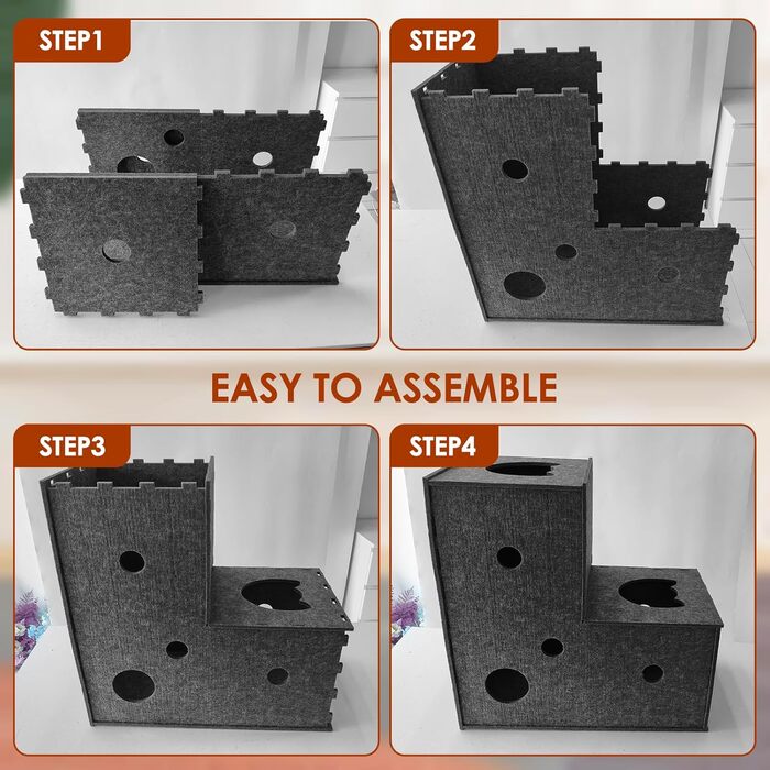 Туннель для котів Homegroove L-подібний, великий, з фільцу, інтерактивний, DIY, сірий