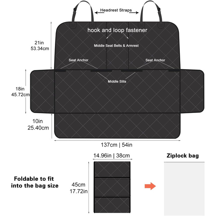 Захист для автосидіння для собак Fityou, вологостійкий, 137x124.5 см
