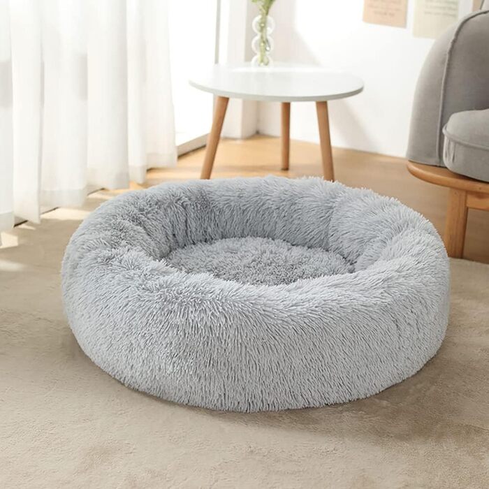 М'яке ліжко для собак, котів, великих, середніх та маленьких собак. Практичне, миється. Білий колір (80см, світло-сірий)