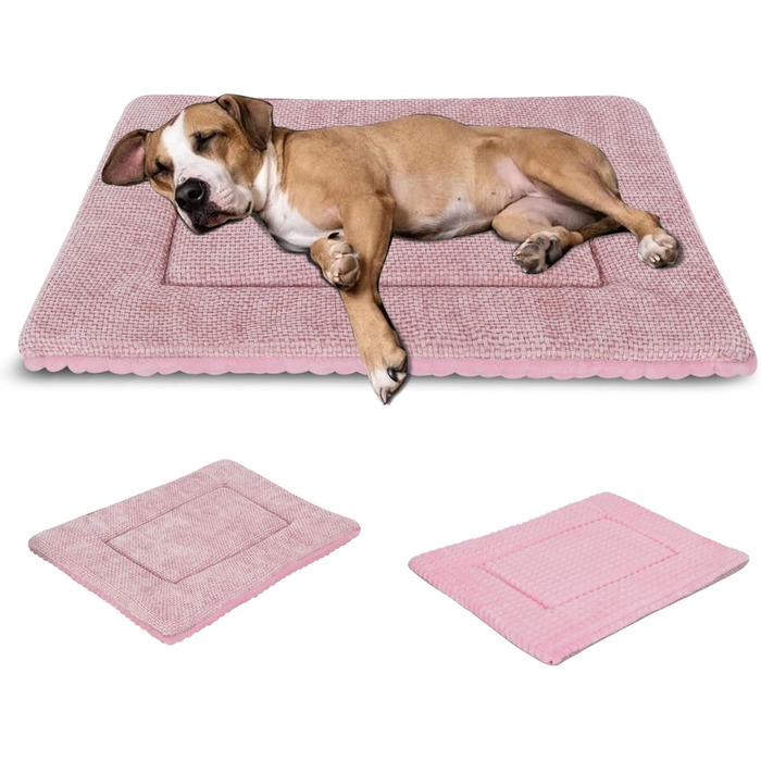 Лежанка для собак, миється, м'яка подушка для собак, двостороння тепла лежанка для маленьких, середніх та великих собак XZ016 (Рожева, L 100 x B 80 x H 4 см)