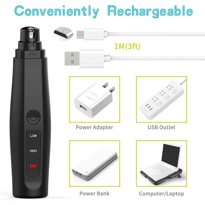 Електричний триммер для нігтів Happyyami для собак та котів - безпечний та зручний, з алмазним насадком