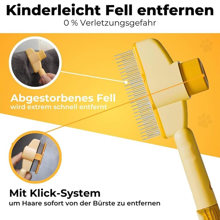 Щітка для вичісування шерсті FellwunderbüRste: самоочисна щітка для тварин з кнопкою зняття, для довгої та короткої шерсті (Класичний помаранчевий+зелений)