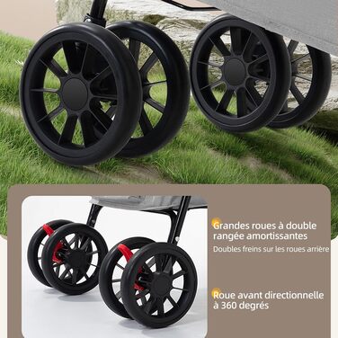 Дитяча коляска для тварин Homewell: 2 поверхи, складна, з корзиною, тримачем для напоїв та шлейкою, вантажопідйомність 25 кг (Чорний)