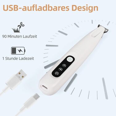 Триммер для собак ALL FOR PAWS з LED-підсвічуванням – 18 мм, тихий (35 дБ), вологостійкий (IPX4), USB, для стрижки лап, вух, обличчя та задньої частини тіла