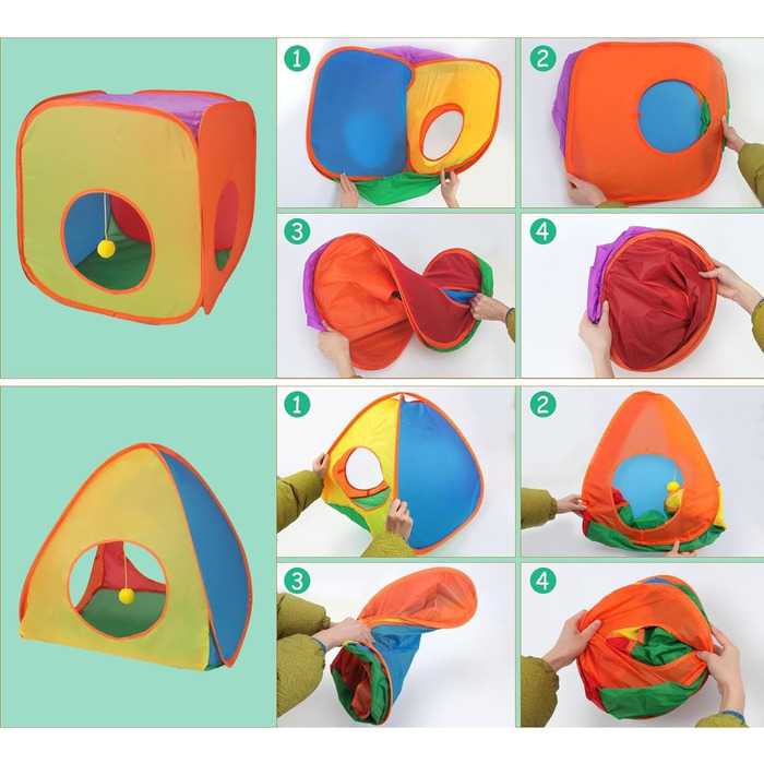 Туннель для котів 3 шт. Складаний тунель-іграшка для кошенят, цуценят та кроликів - ідеально для дому та на вулицю