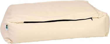 Ортопедичне ліжко для собак CopcoPet Paco з штучної шкіри 90 x 70 см – віскоматрац для собак – знімний, пральний чохол – стабільне, щадяче суглоби – для середніх собак L 90 x 70 см Ортопедичне (XL 110 x 90 см, Бежевий)