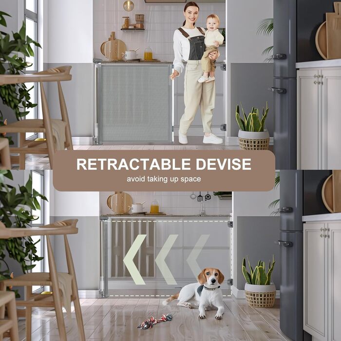 Захисний бар'єр для дитячих воріт Treppenschutzgitter, розтягуваний 0-180 см, сірий, 86x180 см