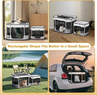 Портативний вольєр для котів DESELL, сірий, 8-разово посилений, розкладний, для кошенят, собак, indoor та outdoor