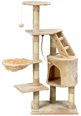 Когтеточка-вежа для котів з лежаком та стовпчиком Funfit Home&Office, 120 см