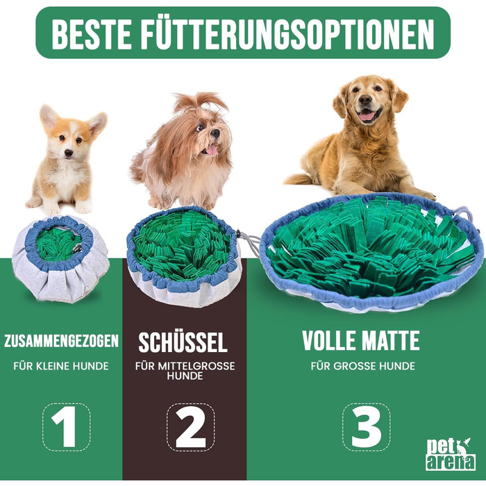 PET ARENA килимок для нюхання собак - інтелектуальна іграшка для собак, зелений, регульований розмір, миється