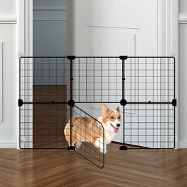 Сітчасті ворота для домашніх тварин, ворота для собак, дротяні огорожі, портативні вольєри для собак (90 x 60 см), 6 шт.