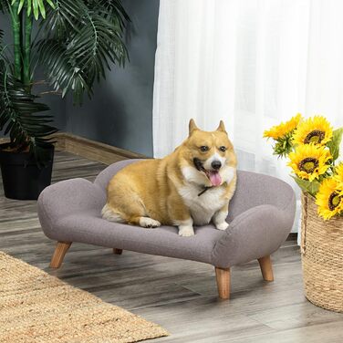 PawHut Софа для собак, лежанка для тварин, скандинавський стиль, сіра, 72 x 44 x 31 см