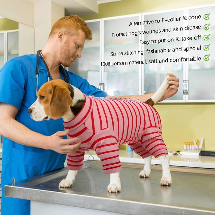 Піжама для собак після операції Kuoser, для собак малих та середніх порід (XL, червоний)