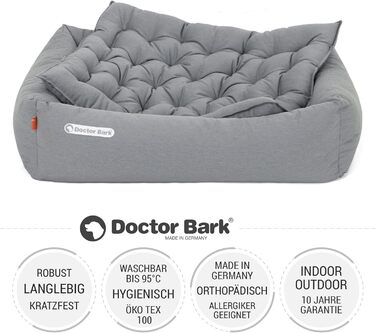 Ортопедичне ліжко для собак Doctor Bark - миється до 95°C, гігієнічне, без запаху, з м'яким коржем для собак середніх порід (M - 80x70 см, світло-сірий)