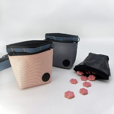 Сумка для ласощів для собак з клікером для дресирування, набір для дресирування собак, магнітна застібка, навчання без рук (Сірий)