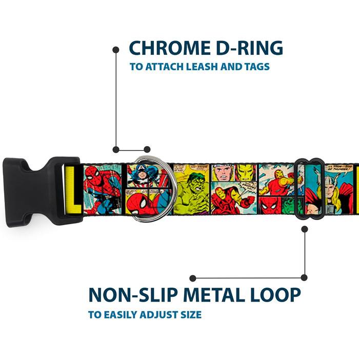 Нашийник для собак Marvel з кліпсою, пластиковий, 22,9-38,1 см, ширина 1,3 см, багатокольоровий