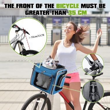 Корзина для собак на велосипед, складна та розширювана, 4-в-1, з сітчастими віконцями та захистом від дощу, для котів та собак до 10 кг (Блакитна)