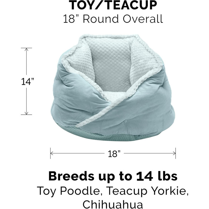 Ортопедичне ліжко для собак Furhaven, великих порід, кругле, знімний, пральний чохол, до 36,3 кг – Sherpa & Wildleder Snuggery – 111,8 см, ортопедична піна (Аквамарин, L 46 x B 46 x H 36 см, Calming Hug Nest)