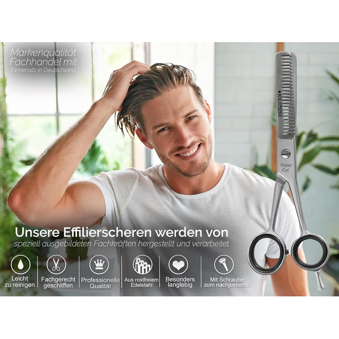 Професійна фризурська ножиці для стрижки та витончення волосся з нержавіючої сталі, 6 дюймів (17.78 см), блакитний колір