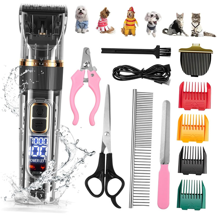 Набір машинок для грумінгу домашніх тварин POPETPOP: акумуляторні, бездротові, тихі з цифровим дисплеєм, для собак та котів