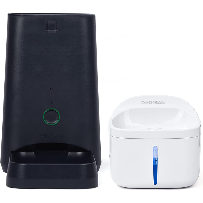 Автоматичний дозатор корму для собак DOGNESS 9L - програмований, з таймером, для великих собак, контроль порцій, білий/блакитний