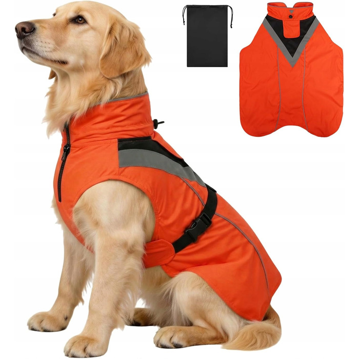 Водонепроникний дощовик для собак з каптуром та світловідбиваючими елементами
