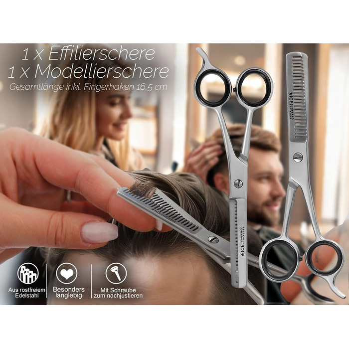 Набір для стрижки волосся Ergo-Set 6 дюймів (15,24 см) з професійними ножицями для стрижки, моделювання та філірування з нержавіючої сталі