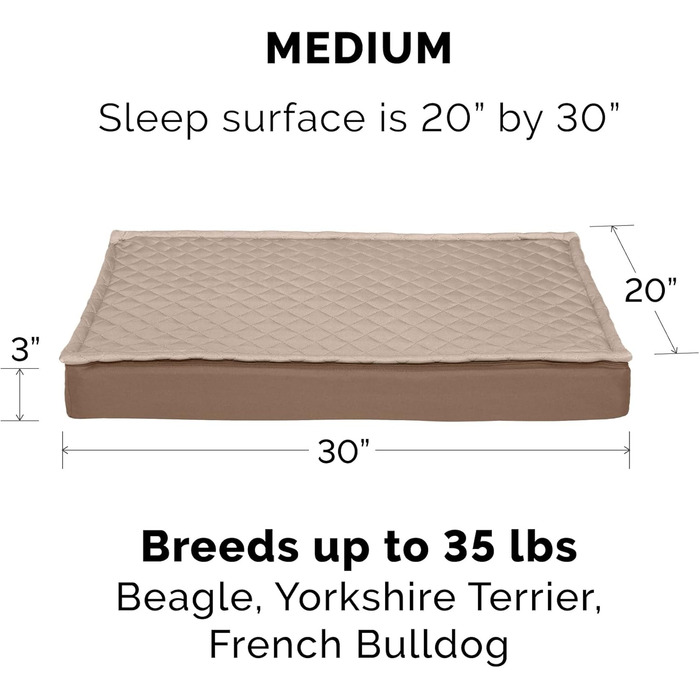 Гірчичне собаче ліжко Furhaven з охолоджуючим гелем, водонепроникне, для собак середніх та великих порід (до 25 кг), знімний та пральний чохол, Oxford Polycanvas, розмір L (76 x 51 x 8 см)