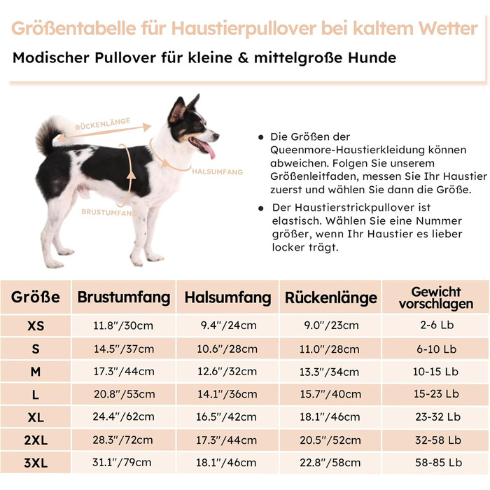 Світер для собак Queenore, маленький розмір, для такс, французьких бульдогів, чихуахуа, коргі (M, абрикосовий)
