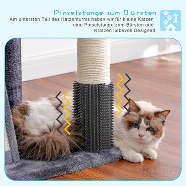 Котячий будиночок Hey-brother Kratzbaum: регульований котячий комплекс 250-280 см, до стелі, для великих котів, з гніздом, сірий (0MPJ091W)