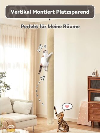 Кліматизатор для котів BSWAY 16x16x240 см, котяче канатне дерево, мішок з сизалю, котячий кліматизатор з гачками та наповнювачем