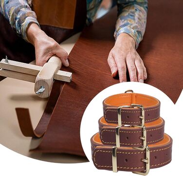 Нашийник для собак з натуральної шкіри, великих та екстра-великих порід (колір коричневий, розмір M)