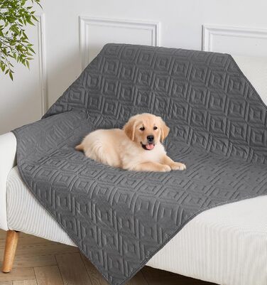 Водонепроникний килимок для собак, неслизький та пральний, ковдра для собак та котів, захисний килимок для дивану від шерсті та подряпин, ідеально підходить для дивану, ліжка, автокрісла (Сірий, 127×152см) (97x190см)