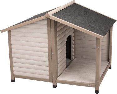 Будка для собак TRIXIE Natura Lodge з двосхилим дахом, розмір M–L, 130×100×105 см, сіра, дерев'яна