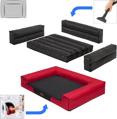 Килимок для собак XL (100x66 см) - червоний з чорною матрацом