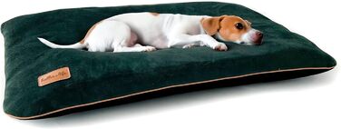 М'яке собаче ліжко з велюру, 90x60 см, зелений (M)
