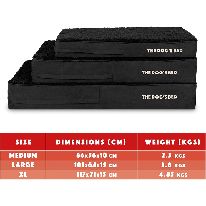 Ортопедичне ліжко для собак, середнього розміру, плюш, 86 x 56 x 10 см, вологостійке, з ефектом пам'яті