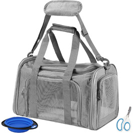 Транспортна переноска для кота та собаки Vuxava, складана, дихаюча, з плечовим ременем та знімним килимком (Сірий, L)